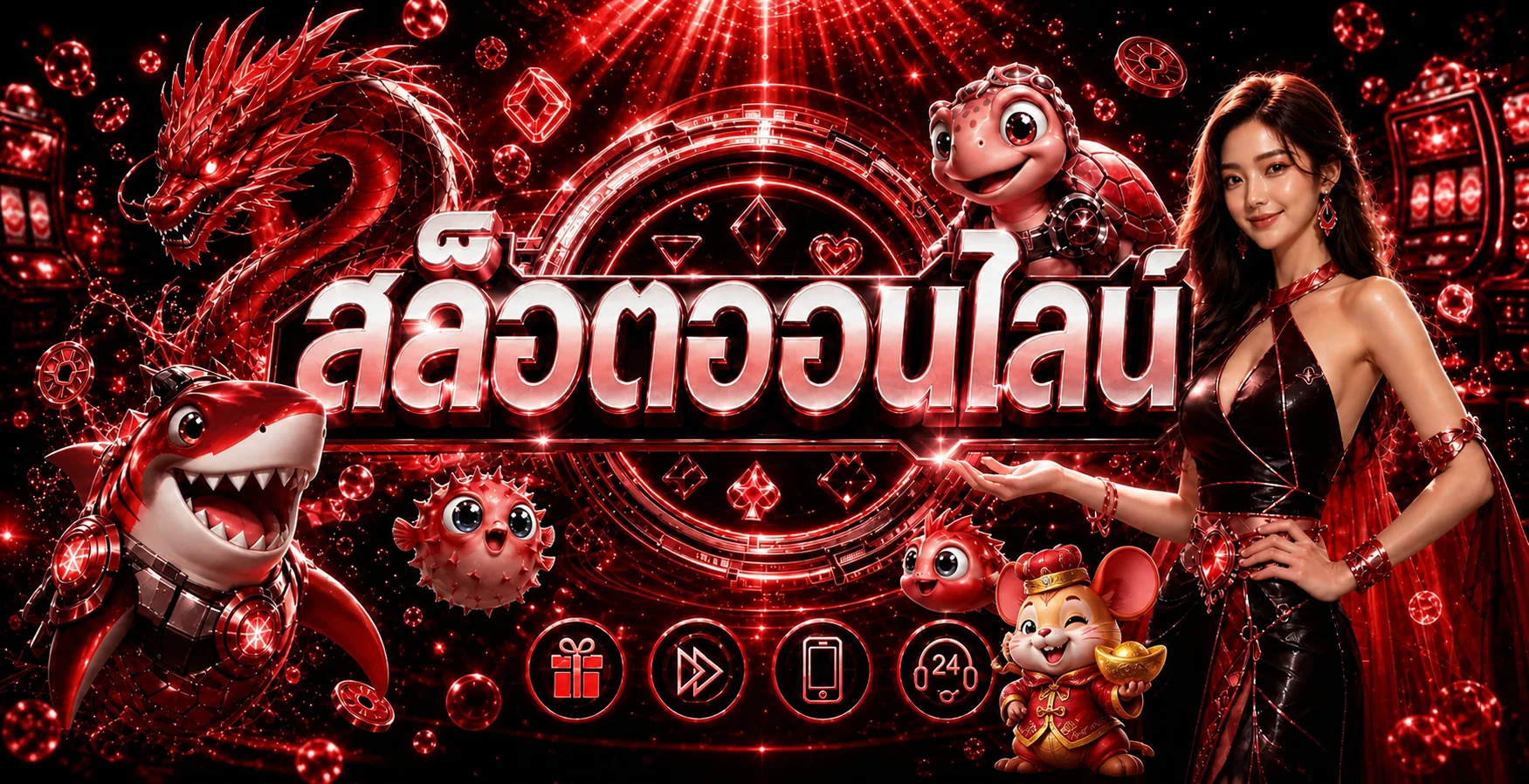 ภาพสล็อตออนไลน์ SAWAN246 พร้อมมาสคอตเกมโทนแดง